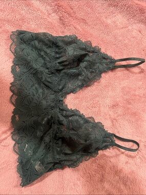Free People Dark Green Floral Lace Bralette